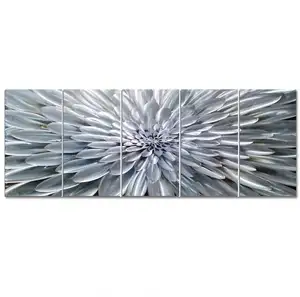 Langlebige Wandmalerei Kunstwerk Weiße Blume Silber Metall Abstrakte Malerei Kunst Set