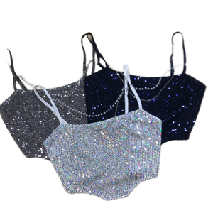 Grenz überschreitende europäische amerikanische Frauen Sommer Casual Short Sling Slim-Fit Sexy rücken freie einfarbige Kette Sling Tank <span class=keywords><strong>Tops</strong></span> - Product Image 1