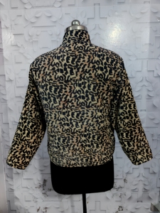 Leopard Print <b>Quilted</b> Velvet O-Neck Short <b>Jacket</b> Bold Animal <b>Pattern</b> Eco-Friendly Breathable Fashion Outerwear Modern - Product Image 2