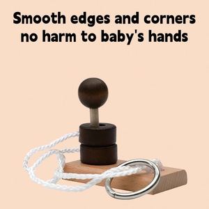 Kids Teen IQ Brain Teaser Game Untie Ring String <b>Puzzles</b> Creative Solution Classic Wooden Rope <b>Puzzle</b> - Product Image 5