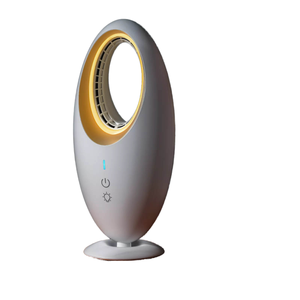 مروحة كهربائية بلاستيكية ذكية بدون شفرات مع إضاءة LED وتحكم صوتي عن بعد، مروحة تبريد هواء مع جهاز تحكم عن بعد - Product Image 1