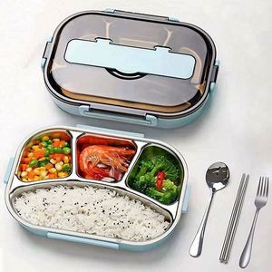 Stainless Steel <b>Lunch</b> <b>Box</b> Food-Storage Container with 4 <b>Compartments</b> Stainless Steel Bento <b>Box</b> Dishwasher Safe Stylish - Product Image 1