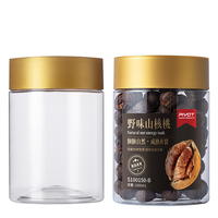Pot rond personnalisé en PET pour noix, 1000 ml, avec bouchon à vis doré, emballage alimentaire, bouteilles en plastique hermétiques pour pistaches, cacahuètes, raisins