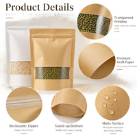 Sachets d'emballage alimentaire personnalisés en papier kraft recyclable de qualité alimentaire avec fenêtre transparente et fermeture éclair pour snacks et sandwichs