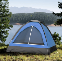 Tente familiale 2 personnes pour camping estival en extérieur, avec poteaux en aluminium, tissu Oxford et bâche de pluie en fibre de verre