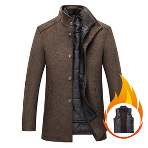 Cappotto Casual da <span class=keywords><strong>uomo</strong></span> con colletto rialzato in lana cappotto <span class=keywords><strong>invernale</strong></span> caldo a doppio collo giacca <span class=keywords><strong>Trench</strong></span> - Product Image 3