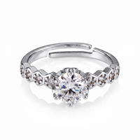 Bague en laiton plaqué rhodium avec moissanite, certifiée GRA 1,0 carat, bijoux de fiançailles en gros