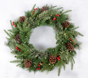 Guirnalda Navideña Longstar de Lujo Ecológica para Interiores, Preiluminada, Funciona con Pilas AA, con Plumas Artificiales, Decoraciones de Tamaño Personalizado - Product Image 1
