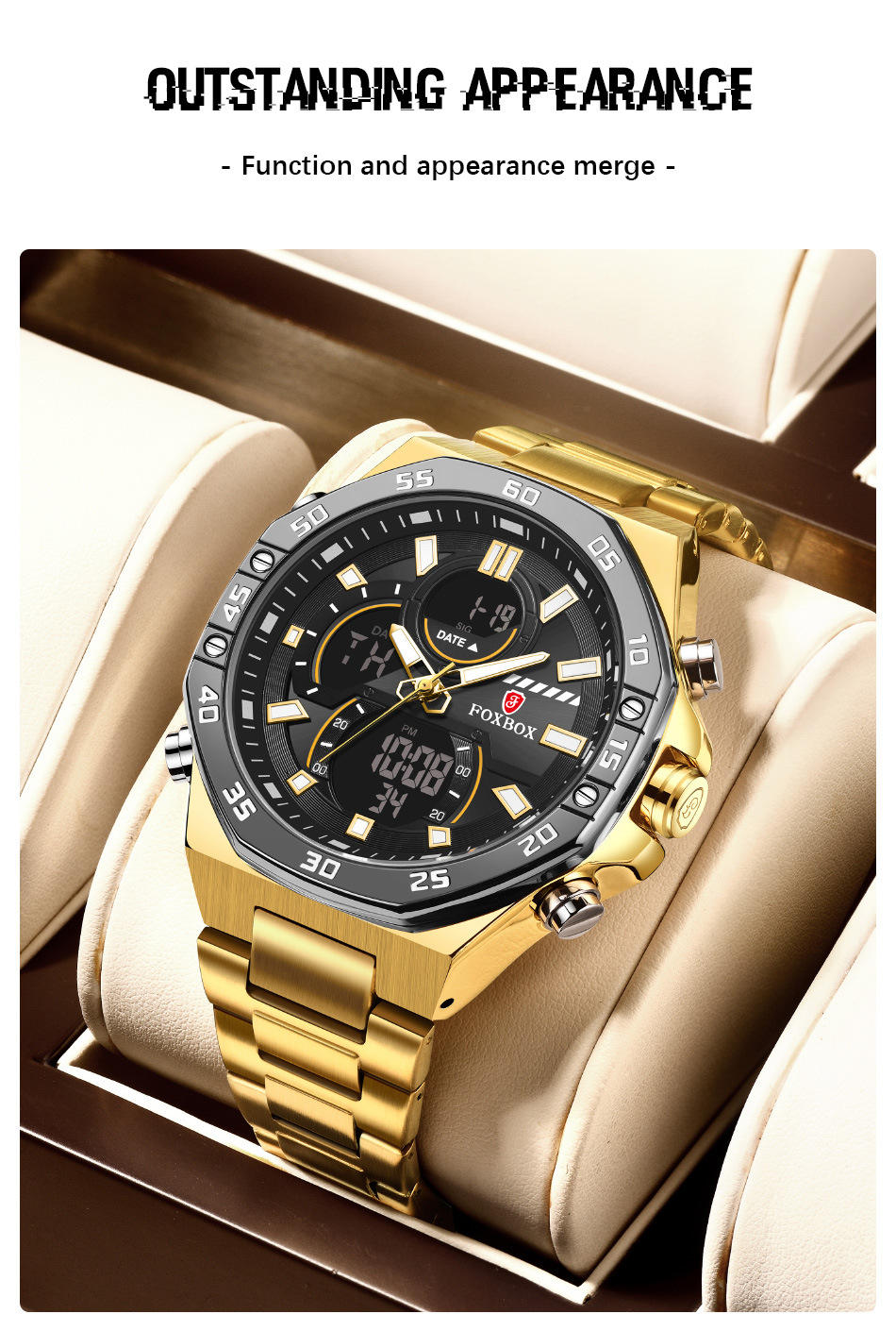 Orologio digitale da uomo FOXBOX 0060 NEW 2024, doppio display, orologio al  quarzo digitale da uomo,