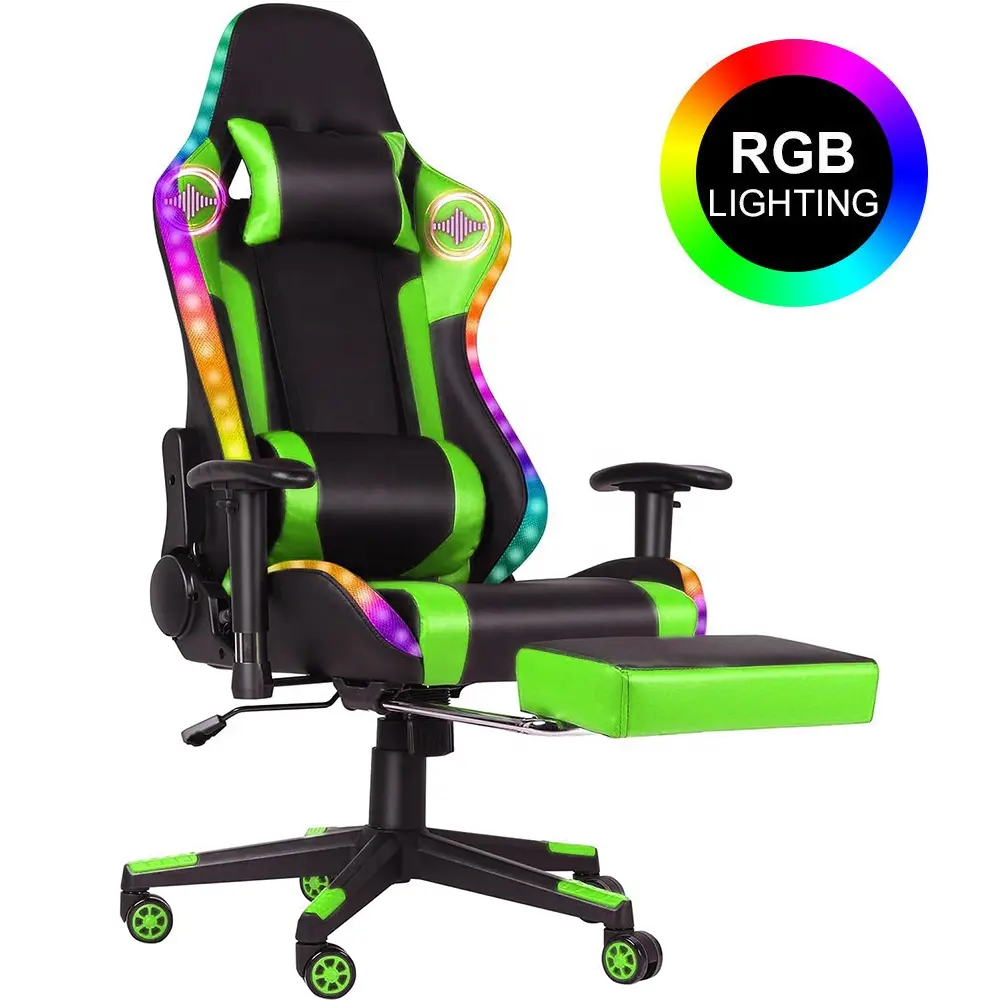 Esporte corridas escritório cadeiras reclináveis gamer chair led light racer rgb gaming chair ergonomia silla de juego com apoio para os pés