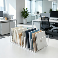 Organisateur de bureau en acrylique transparent à 8 compartiments pour magazines et livres, idéal pour le bureau, l'école et la maison, fabrication OEM