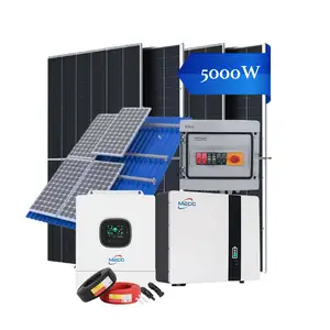 Nuevo 2024 Paquete completo Uso en el hogar Inversor híbrido Sistema de energía de panel solar de litio Sistema de energía solar de 5000 vatios