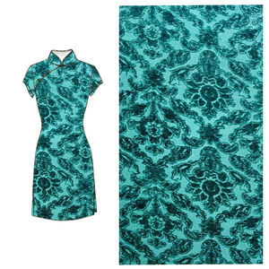 ברוקד קטיפה קטיפה פוליאסטר פרחוני בורנוט בד שמלה - Product Image 3