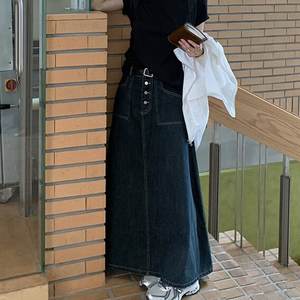 Jupe en jean A-line taille haute personnalisée pour femmes Robe en jean délavé bleu Jupe décontractée taille plus personnalisable - Product Image 5