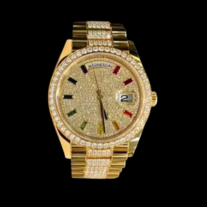 Montre-bracelet de luxe en quartz avec diamants Moissanite pour femme, en acier inoxydable or rose, disponible à la vente – Fournisseur indien - Product Image 5