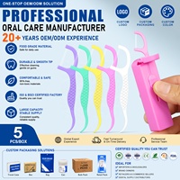 Fabricación de palillos de dientes de plástico de higiene bucal de marca privada personalizados, de colores, con hilo dental y palillo para dientes, en caja.