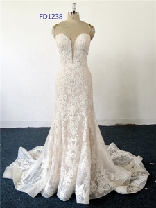 Abito da donna su misura sirena/tromba con scollo a V Sexy elegante abito da sposa abito da sposa - Product Image 2