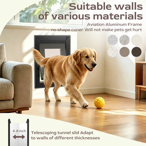 Porte coulissante double robuste Mavricflex Classic pour chiens et chats, construction en aluminium durable et écologique, avec fermeture magnétique. - Product Image 4