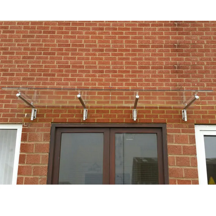 Outdoor 304/316 Stainless Steel Glass Roof Canopy Awning Entry Door Window Glass Awning Rain Protector Snow Shelter Brackets