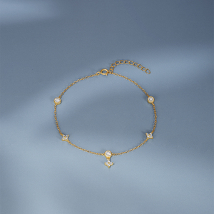 CANNER - Collar y Pulsera Apilables de Plata de Ley 925 con Incrustaciones de Flores y Circonitas 5A, Ajustables para Mujer - Product Image 3