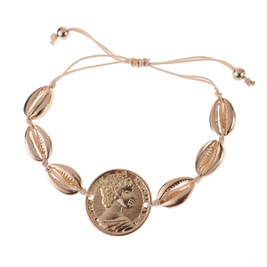 Color oro hecho a mano Avatar moneda Cowrie Shell encanto cordón ajustable pulsera para las mujeres - Product Image 5