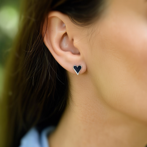 Pendientes de corazón de oro blanco para mujer, joyería de moda romántica con engaste de bisel de aleación de zinc - Product Image 2