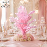 Centre de table en organza ANNIELU avec support en fer pour mariage, banquet, réception, anniversaire, fête, décoration florale de table