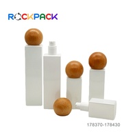 Botol dan toples kosmetik pompa lotion foundation dengan tutup bola bambu untuk perawatan kulit, ukuran 30g 20ml 30ml 50ml 100ml 120ml