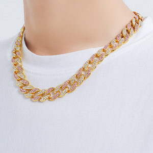 สร้อยคอคิวบาฮิปฮอปขนาด 15 มม. เครื่องประดับฮิปฮอป สร้อยคอผู้ชาย ผู้หญิง สั้น - Product Image 1