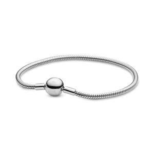 Clásica Pulsera de Hueso de Serpiente con Dije de Corazón Redondo Estilo Pandora, 100% Plata de Ley <span class=keywords><strong>925</strong></span>, Regalo Elegante para Mujer, Joyería de Alta Calidad para DIY - Product Image 5