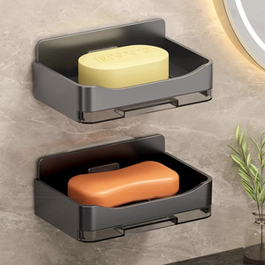 Wall Mounted Soap Dish Double Layer Drainable Storage Box For Bathroom Plastic Rectangular - Product Image 1