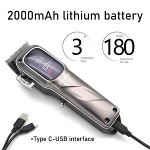 Cortadora <span class=keywords><strong>de</strong></span> <span class=keywords><strong>Pelo</strong></span> Profesional Kemei KM-1550 para Hombre, Pantalla LED, Bajo Ruido, Inalámbrica, Interfaz USB, Máquina <span class=keywords><strong>de</strong></span> Cortar Cabello, Recortadora <span class=keywords><strong>de</strong></span> <span class=keywords><strong>Pelo</strong></span> - Product Image 3