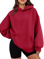 Sweat-shirt à capuche décontracté pour femme en polyester/coton tricoté respirant, style décontracté pour le printemps, l'automne et l'hiver, avec logo frontal et épaules tombantes