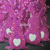 Vente en gros de patchs Lapin à paillettes de Pâques Mignon Chenille Lapin Rose Patchs à paillettes réversibles pour Chapeau Vêtements