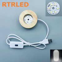 Base de Luz LED USB de 5V y 6CM, Luz Nocturna con Base de Madera Blanca/Cálida para Lámpara de Cristal 3D, Lámpara de Madera 3D, Luz Nocturna USB 3D