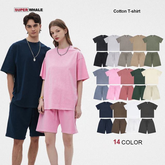 Streetwear High Quality Custom T Shirt Heavyweight Acid Wash Set Hip Hop 100 Cotton Oversized Vintage Set