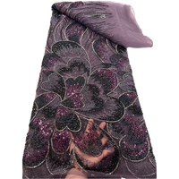 Tissu en dentelle africaine à sequins colorés NI.AI pour robes de mariée pour femmes