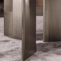 Italienischer Minimalistischer Naturmarmor-Esstisch Luxuriöses Design Villa Hochwertiges Restaurant Runder Esstisch mit Drehteller