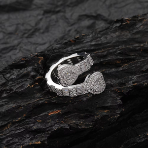 Bague en forme de cœur, ouverture irrégulière, ajustable, pour l'index, pour femmes - Product Image 1