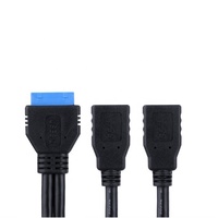 Câble d'extension USB 3.0 interne 20 broches vers double USB 3.0 Type-A femelle à montage sur panneau pour PC, 0,5 m