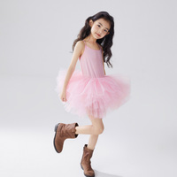 Robe de tutu de ballet à bretelles spaghetti pour filles L181, jupe en tulle à paillettes étoiles dorées, justaucorps de danse pour enfants, costume de performance, robe de ballet