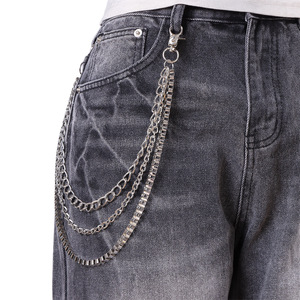 Cadena de cintura metálica estilo hip hop Yueli, multicapa, de aleación de zinc, para jeans, baile callejero, accesorio de moda. - Product Image 5