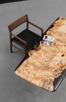 Table à manger en résine de peuplier française de style moderne européen à bords arrondis, convient aux bureaux d'écriture et aux bureaux