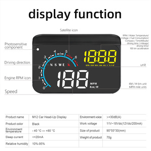 Mejor venta <span class=keywords><strong>de</strong></span> producto 2020 en EE. UU. amazon OBDII <span class=keywords><strong>HUD</strong></span> M12 coche <span class=keywords><strong>HUD</strong></span> la pantalla <span class=keywords><strong>de</strong></span> 3,8 pulgadas - Product Image 3