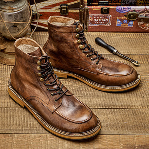 <span class=keywords><strong>Botas</strong></span> de Tobillo Nuevas para <span class=keywords><strong>Hombre</strong></span>, Modernas, de Cuero Vacuno Genuino, Resistentes al Desgaste, con Cordones, Estilo Británico, <span class=keywords><strong>Botas</strong></span> de Trabajo a la Moda - Product Image 3