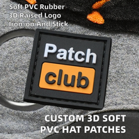 Écussons en caoutchouc PVC souple 3D personnalisés avec logo en relief, lavables, couleur personnalisée, support auto-agrippant transparent, étiquettes à coudre pour vêtements