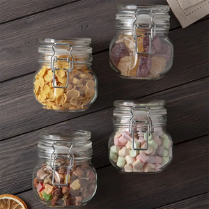 Toples penyimpanan dapur, tutup kaca berengsel kedap udara, segel karet, wadah penyimpanan tutup kaca, tutup segel baja anti karat - Product Image 6