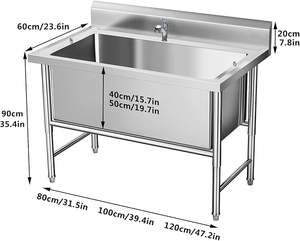 50 "थोक बिक्री स्टेनलेस स्टील स्नान सिंक पालतू जानवरों के लिए पालतू अस्पताल/क्लिनिक/दुकान के लिए - Product Image 5