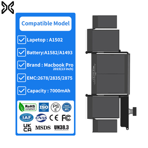 Batería Segura para Laptop <span class=keywords><strong>Macbook</strong></span> Pro 2015 de 13 Pulgadas, 7000mAh, A1502, A1582, <span class=keywords><strong>A1493</strong></span>, Baterías Recargables, Compatible con Servicio OEM - Product Image 1