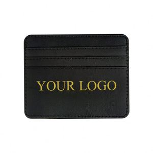 Custom Logo Solid Colors Trading Card Sleeves <b>Id</b> Card <b>Holder</b> Wallet 4 Slots Pocket Purse Genuine PU Leather Credit Cards <b>Holder</b> - Product Image 2